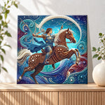 Finished sagittarius star warrior pearl diamond painting artwork displayed as holiday home decor
