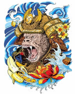 Samurai monkey warrior cross stitch kit for beginners