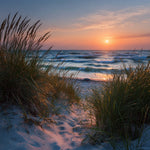 Sand dunes and beach grass at sunset cross stitch kit for beginners