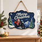 Santa adventure motorcycle paint by numbers door hanger as indoor wall decor