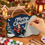 Santa adventure motorcycle paint by numbers door hanger painting process