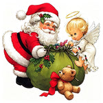 Santa and angel with gift sack cross stitch kit for beginners