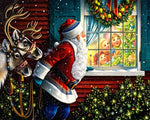 Santa and children at the window cross stitch kit for beginners