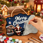 Santa and cool reindeer at gas station paint by numbers door hanger painting process