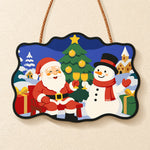 Santa and snowman toast paint by numbers door hanger finished design