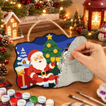 Santa and snowman toast paint by numbers door hanger painting process