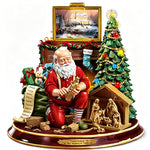 Santa carving toys by the fireplace paint by numbers kit for beginners
