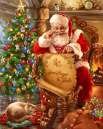 Santa checking good list cross stitch kit for beginners