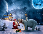 Santa claus and polar bears in the snow cross stitch kit for beginners
