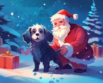 Santa claus and puppy cross stitch kit for beginners