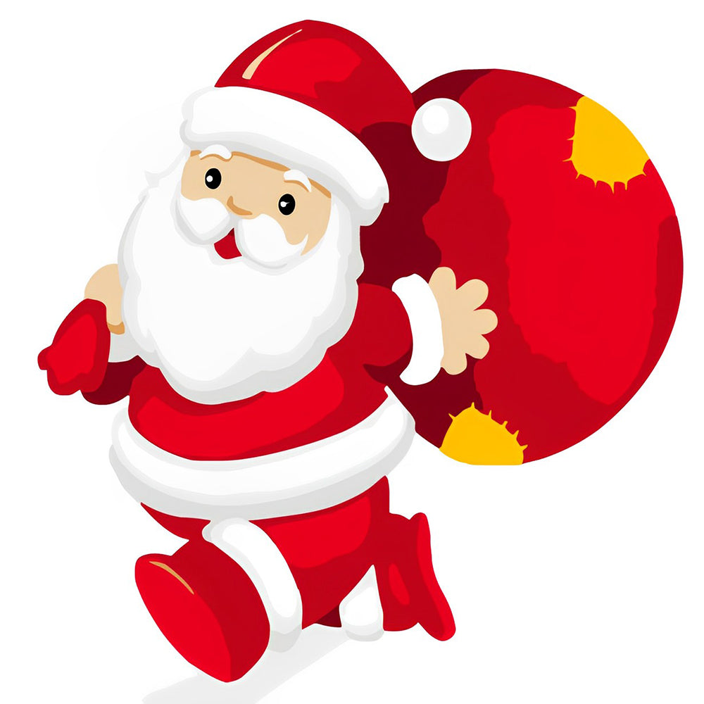 Santa claus carrying a red gift sack cross stitch kit for beginners
