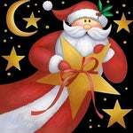 Santa claus holding a golden star cross stitch kit for beginners