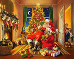 Santa claus sleeping by the christmas tree cross stitch kit for beginners