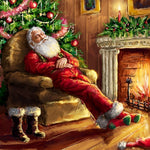 Santa claus sleeping by the fireplace paint by numbers kit for beginners