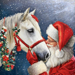 Santa claus with a white horse paint by numbers kit for beginners