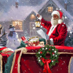 Santa claus with lantern and snowman cross stitch kit for beginners