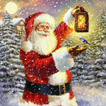 Santa claus with lantern cross stitch kit for beginners