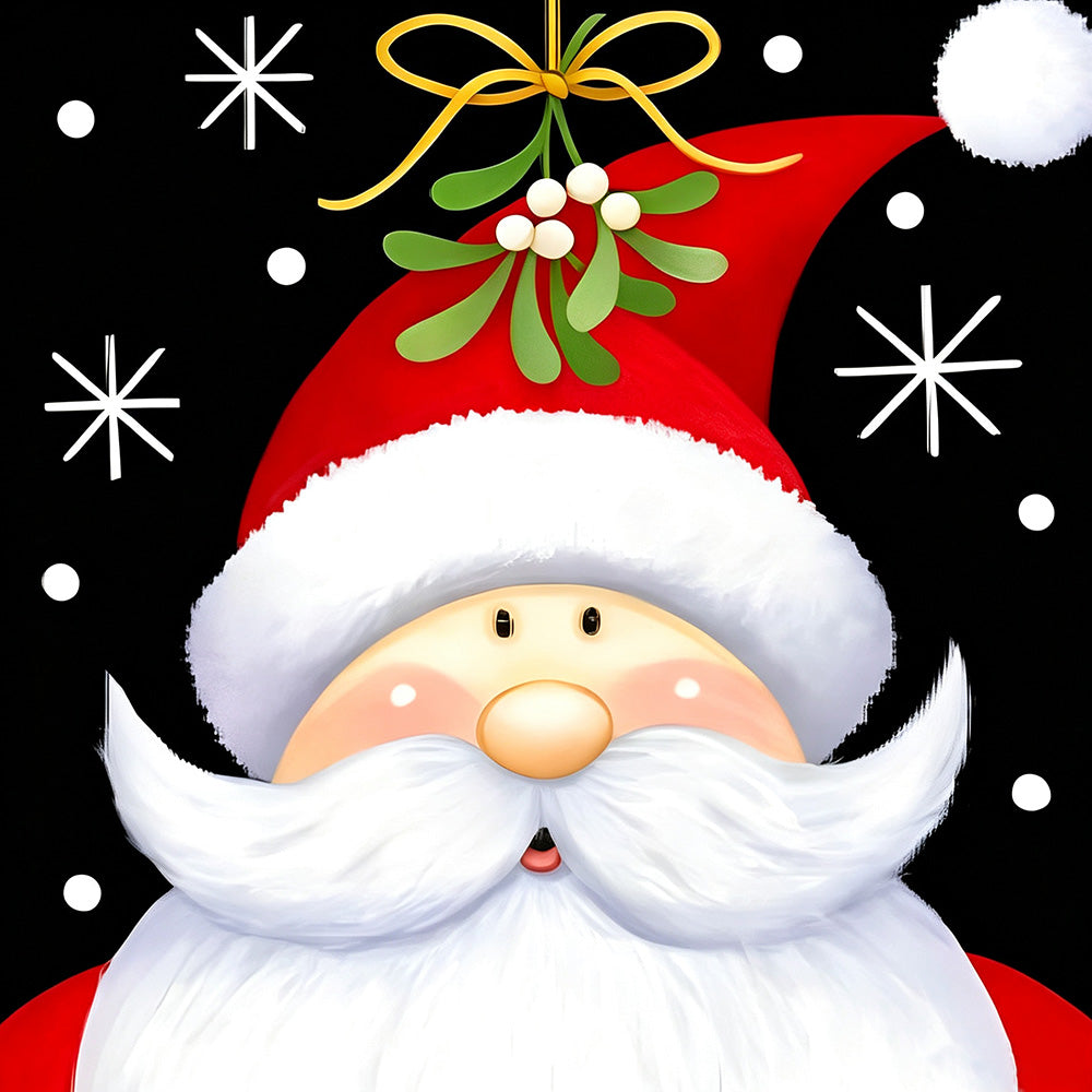 Santa claus with mistletoe and santa hat paint by numbers kit for beginners