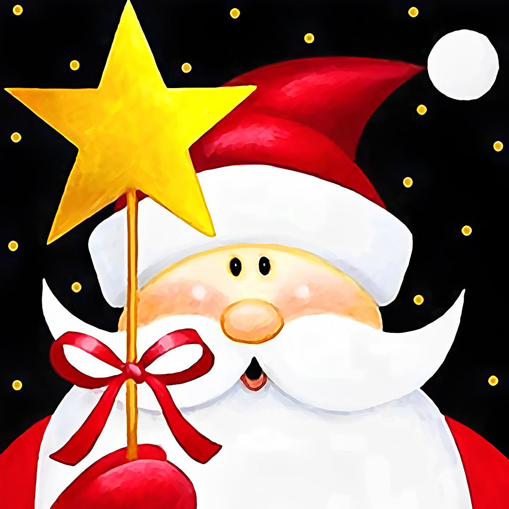Santa claus with star wand paint by numbers kit for beginners