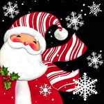 Santa claus with striped hat and snowflakes cross stitch kit for beginners