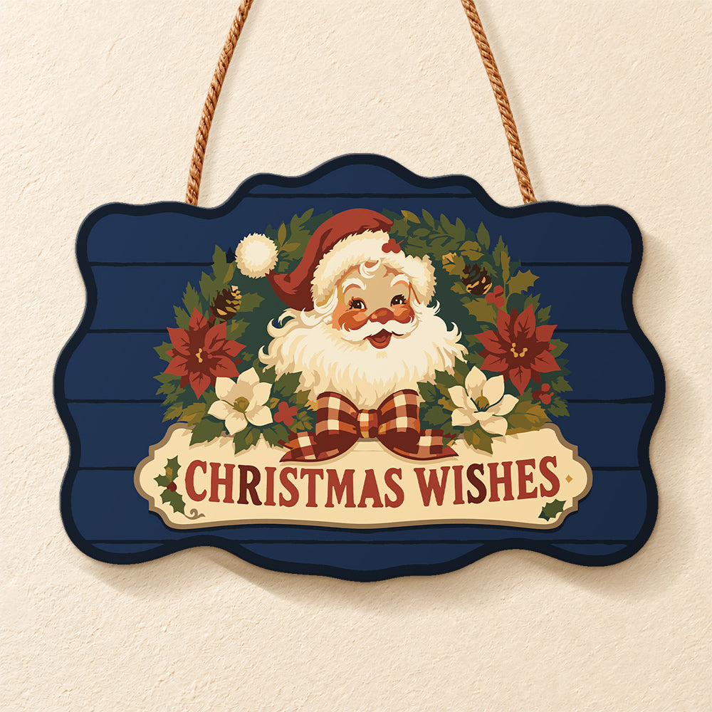 Santa floral wishes paint by numbers door hanger finished design