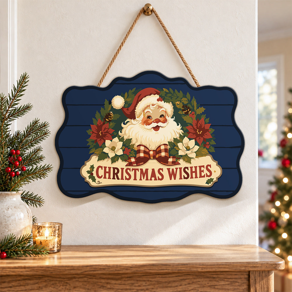 Santa floral wishes paint by numbers door hanger as indoor wall decor