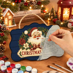 Santa floral wishes paint by numbers door hanger painting process