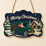 Santa green delivery van paint by numbers door hanger finished design