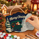 Santa green delivery van paint by numbers door hanger painting process