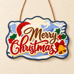 Santa hat christmas paint by numbers door hanger finished design