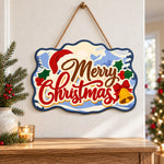 Santa hat christmas paint by numbers door hanger as indoor wall decor