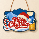 Santa hat mountain merry christmas paint by numbers door hanger finished design