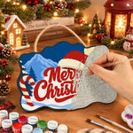 Santa hat mountain merry christmas paint by numbers door hanger painting process