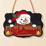 Santa hat snowman paint by numbers door hanger finished design