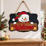 Santa hat snowman paint by numbers door hanger as indoor wall decor