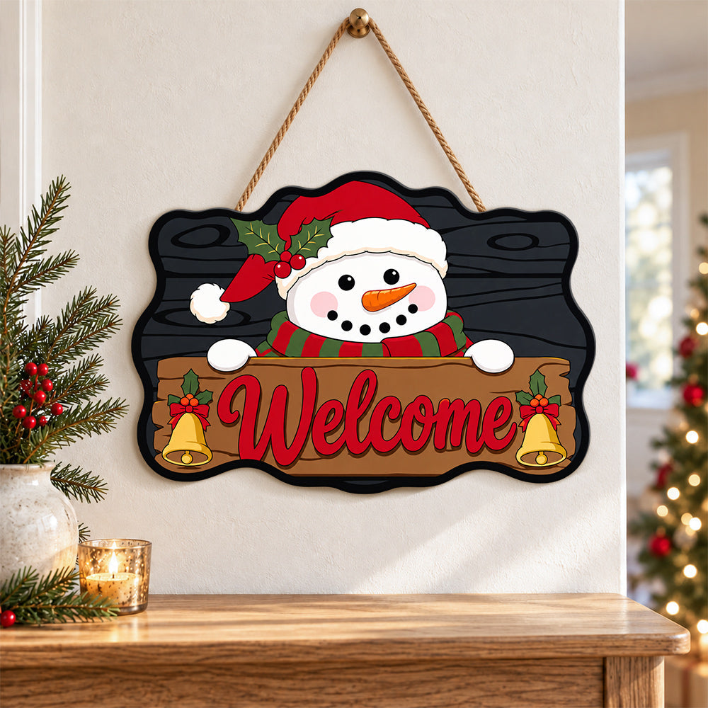 Santa hat snowman paint by numbers door hanger as indoor wall decor