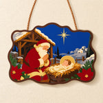 Santa kneels in prayer paint by numbers door hanger finished design