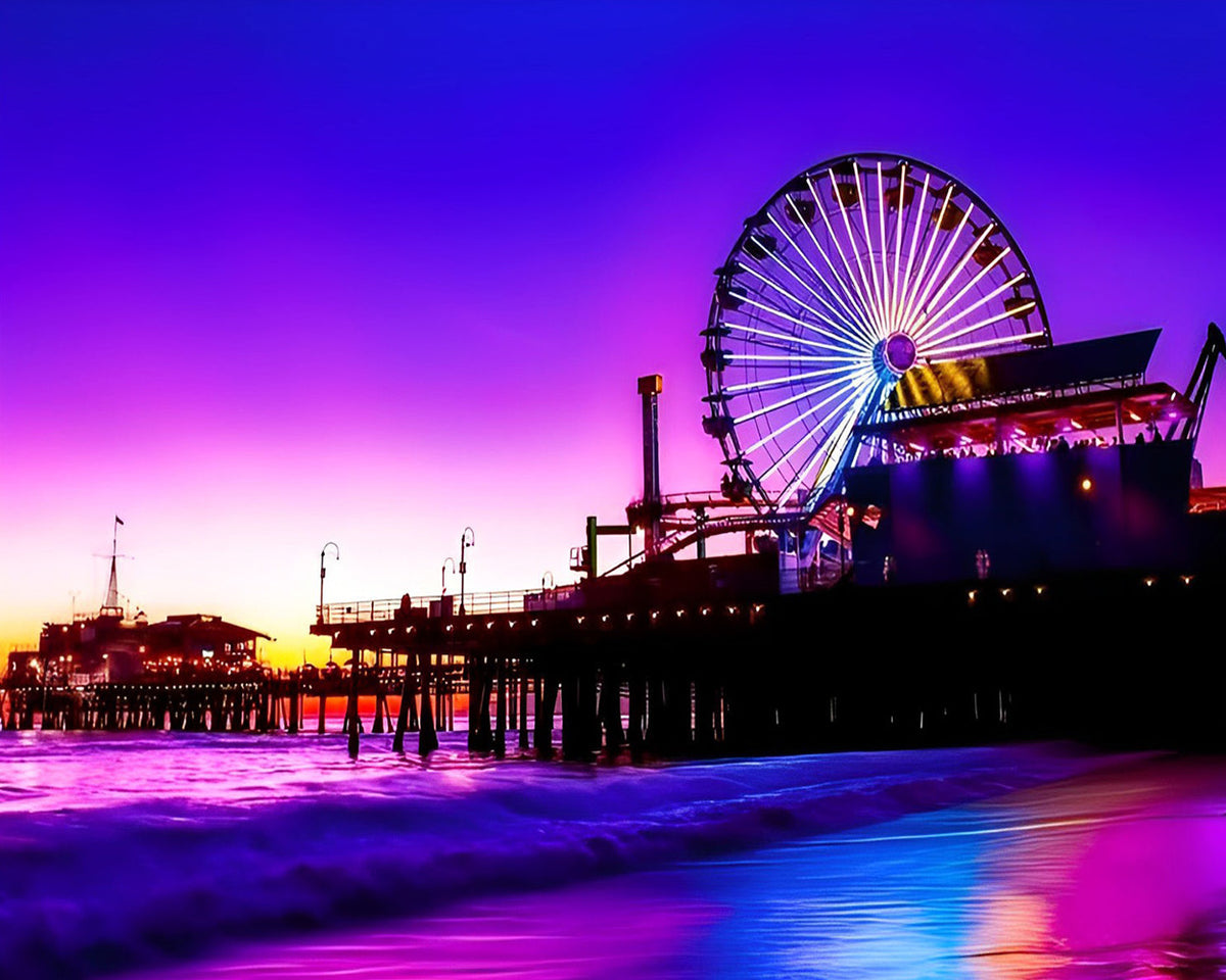 Santa monica pier cross stitch kit for beginners