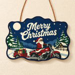 Santa motorcycle with gift trailer paint by numbers door hanger finished design