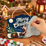 Santa motorcycle with gift trailer paint by numbers door hanger painting process
