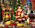 Santa reading list by the fire cross stitch kit for beginners