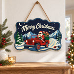 Santa red off road jeep paint by numbers door hanger as indoor wall decor