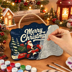 Santa red touring motorcycle paint by numbers door hanger painting process