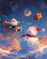 Santa's sleigh and snowman cross stitch kit for beginners