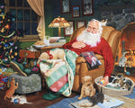 Santa sleeping with puppies cross stitch kit for beginners