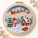 Santa sleigh winter village embroidery kit