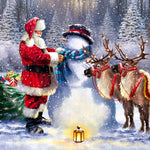 Santa, Snowman and Reindeer in the Snow cross stitch kit for beginners
