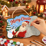 Santa thumbs up winter village paint by numbers door hanger painting process