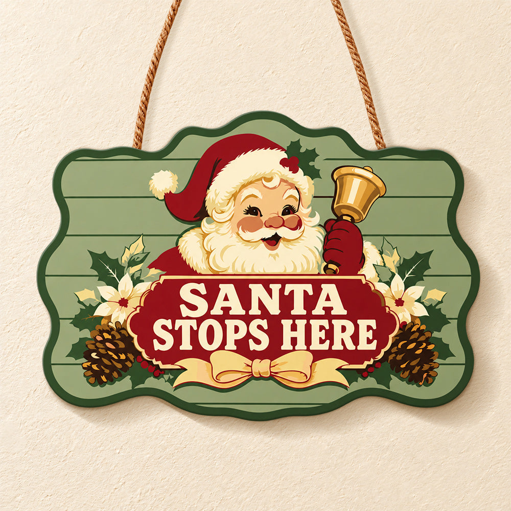 Santa visits here paint by numbers door hanger finished design