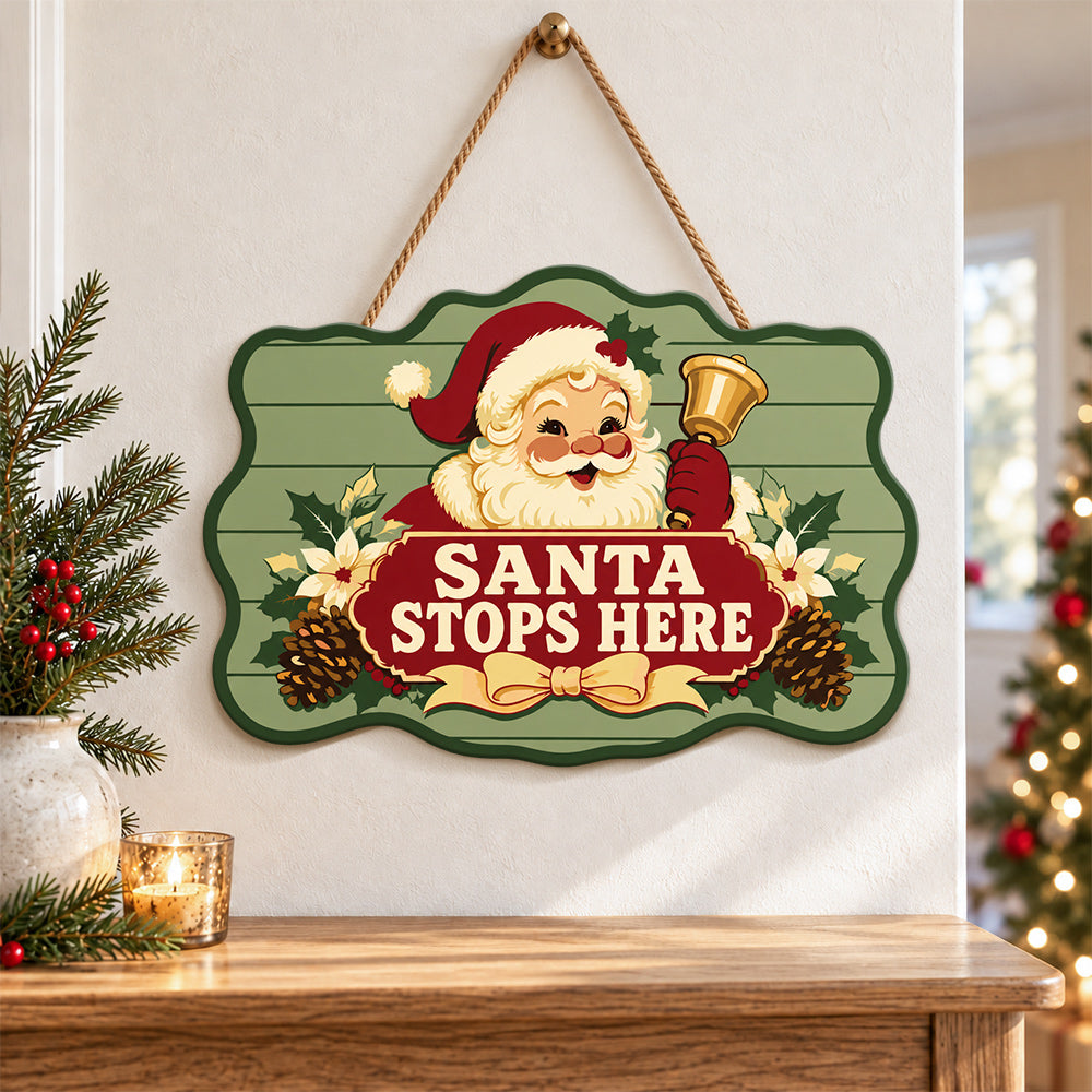 Santa visits here paint by numbers door hanger as indoor wall decor